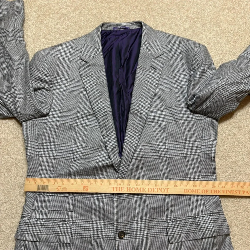 Ralph Lauren Purple Label Sport Coat Blazer 54 IT 44 US Plaid Wool Silk Cashmere